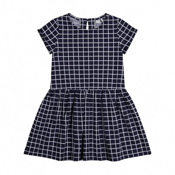 NEW BUSY BEES girl's palmer dropwaist dress in navy windowpane check